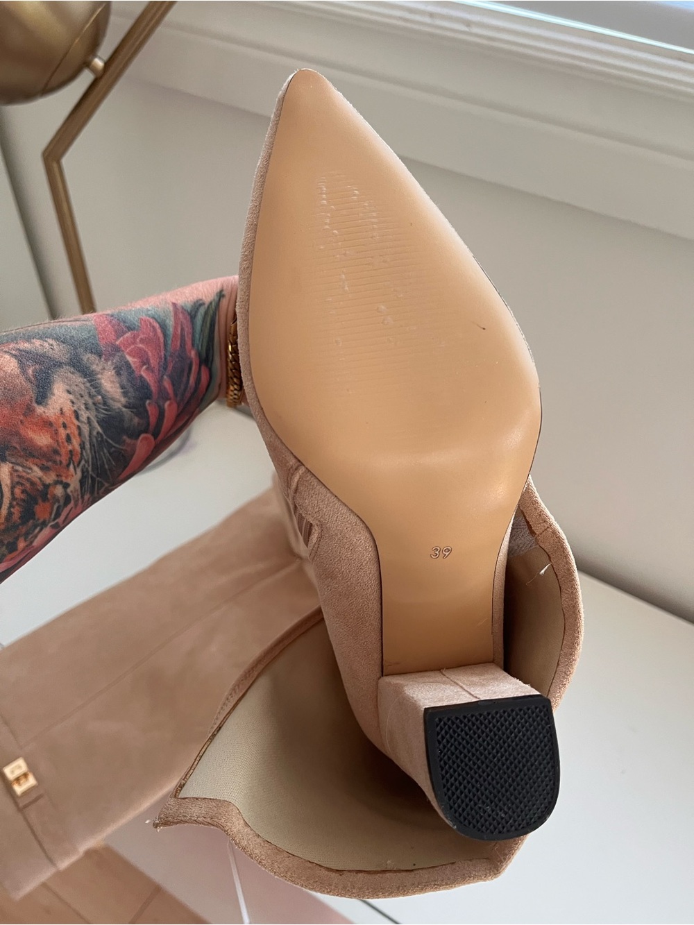 Taupe Vegan Suede Knee High Boots -Size 39 - Picture 3 of 3